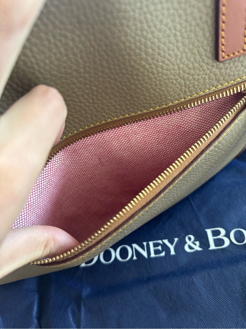 Dooney & Bourke Pebble Grain Gray Brown Tan Tote Bag with Dustbag - Picture 8 of 16
